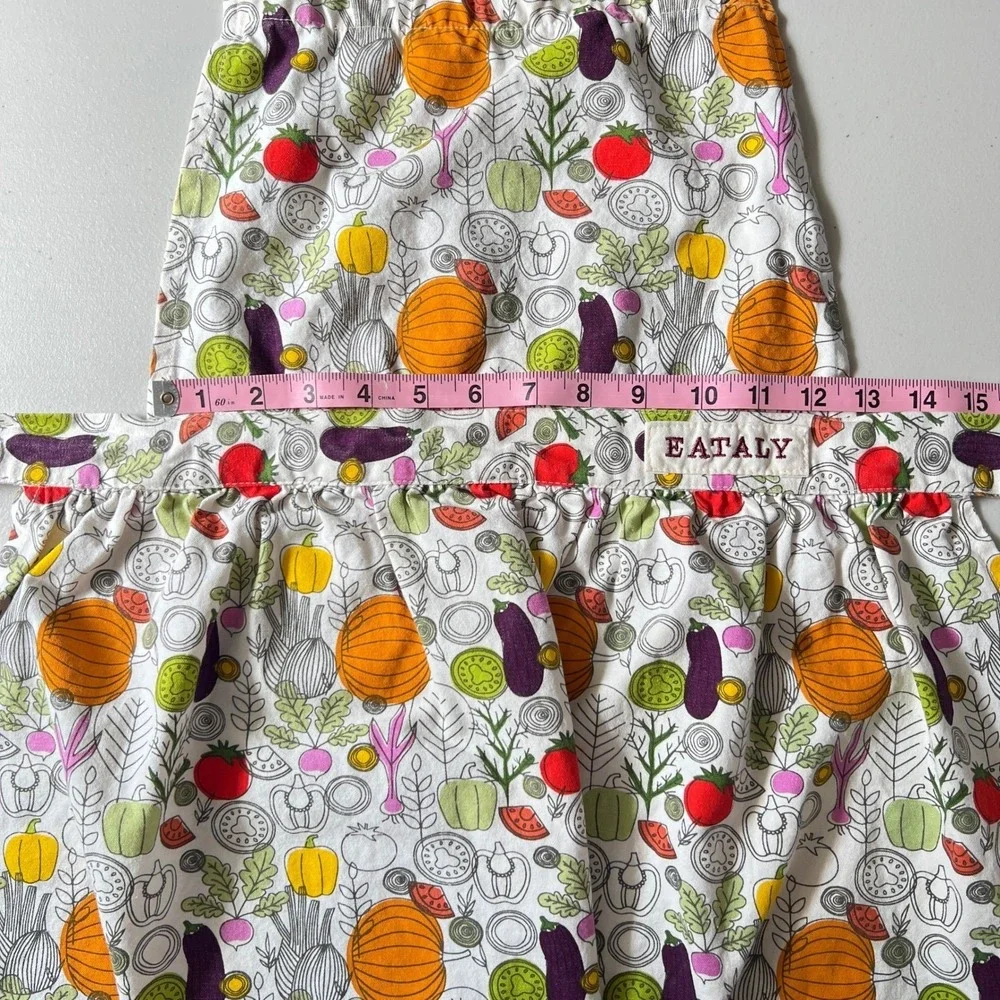 Eataly Italian Vegetable Pumpkin Print Bib Apron Multicolor Cotton with Pockets